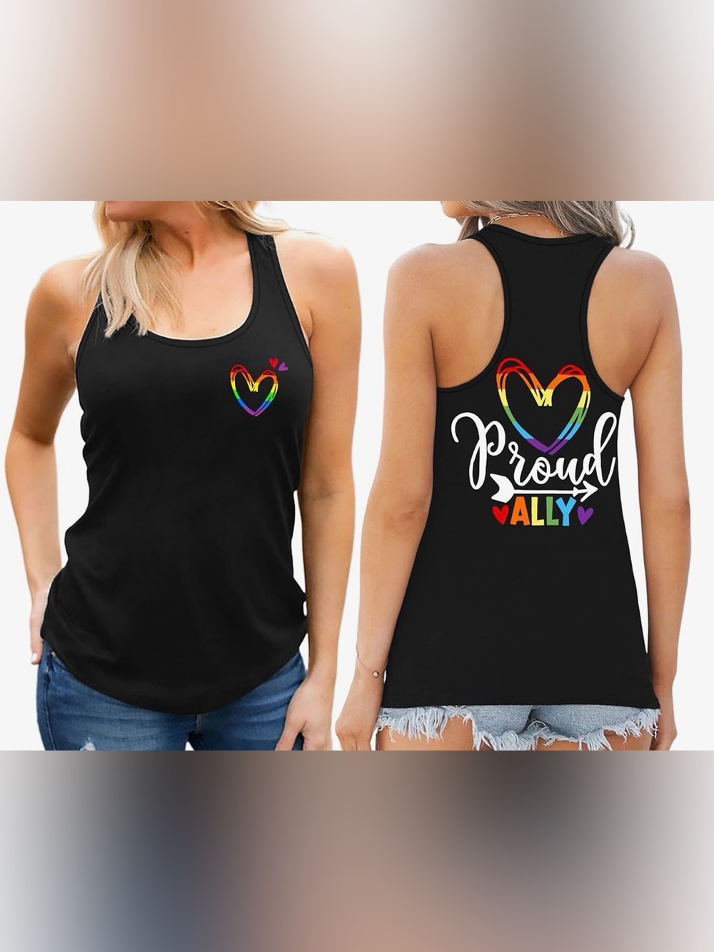 PRIDE “ALLY” WOMENS’ BLACK TANK TOP/VARIOUS SIZES/ONLY ONE PER SIZE! NWT!
